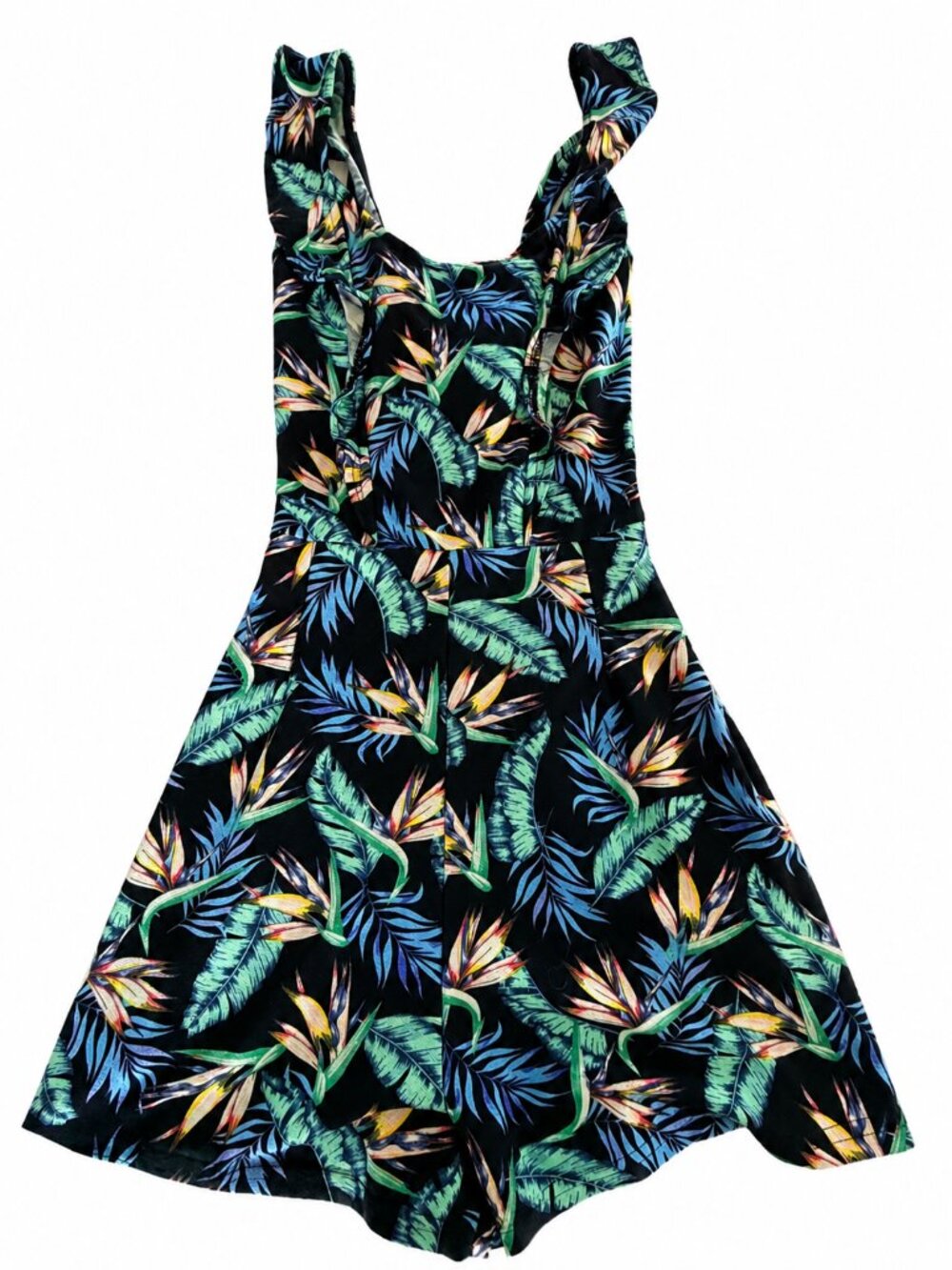 Divided by H&M Tropical Floral Skort Romper Black Bird of Paradise Size 6
